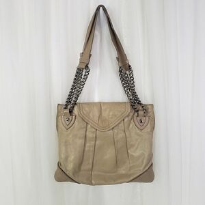 Marc Jacobs Rosen beige tan leather  quilted shoulder bag silver chain